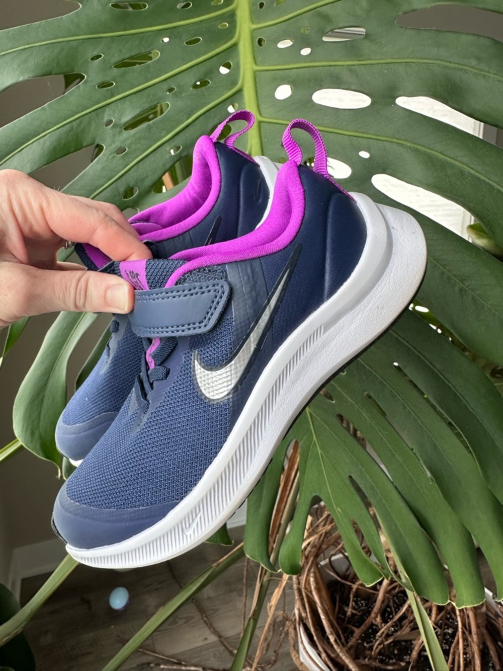 Nike Navy and Pink Kids' Athletic Sneakers.